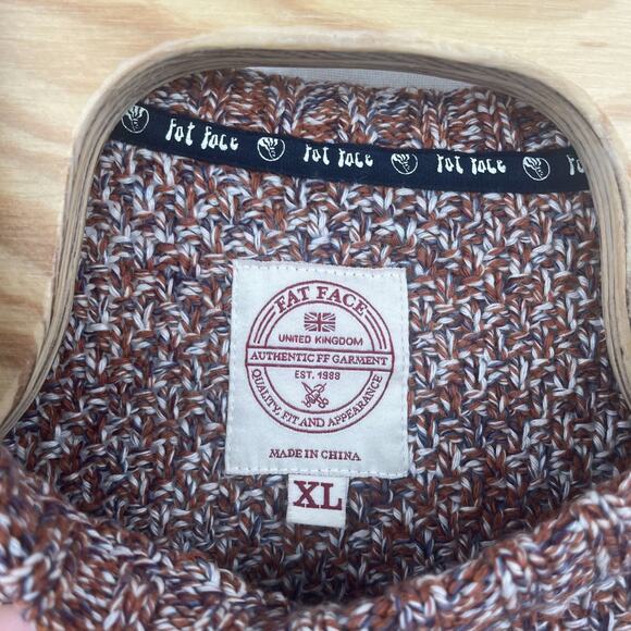 Fat Face Sweater XL Fall Orange Cotton Heavy Knitted Long Sleeve Pullover - Picture 3 of 6